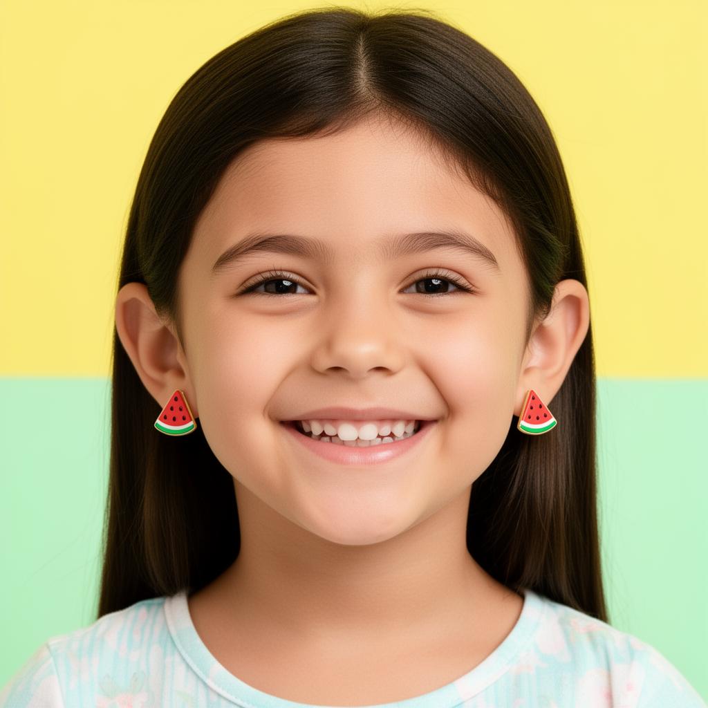 Menina com brincos de cereja